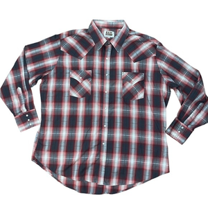 Ely Cattleman Pearl Snap Long Sleeve Western‎ Red And Black Men’s Shirt Size XXL